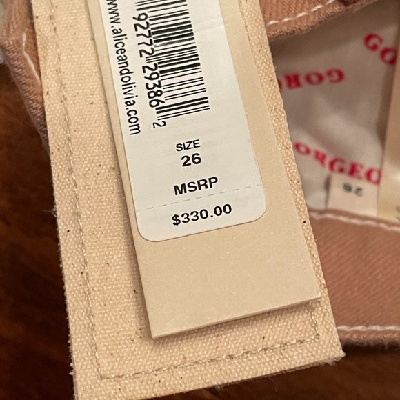 NWT Alice + Olivia Brown Patchwork Wide Leg Gaucho Cropped, Size 26 - Picture 14 of 16